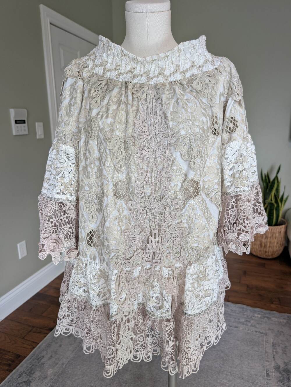 Antica Sartoria by Giacomo Cinque Lace Tunic Top One Size NWT Boho